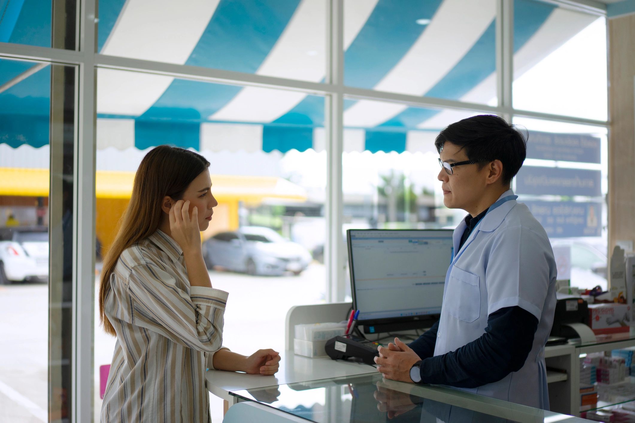 Patient receiving a professional healthcare consultation